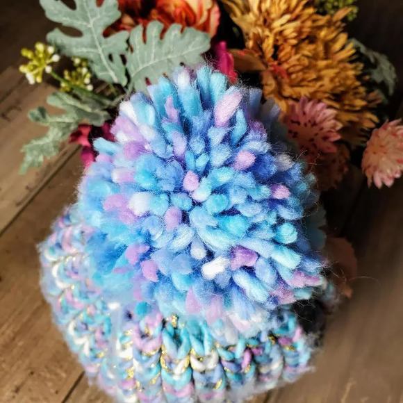 Girls Shimmery Pastel Knit Winter Beanie Hat (One Size Fits All) - Picture 8 of 10